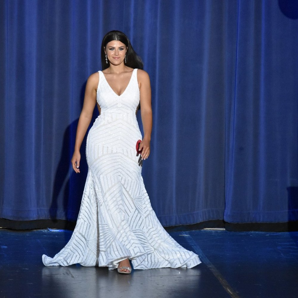 Jovani 59762 white sequin mermaid gown